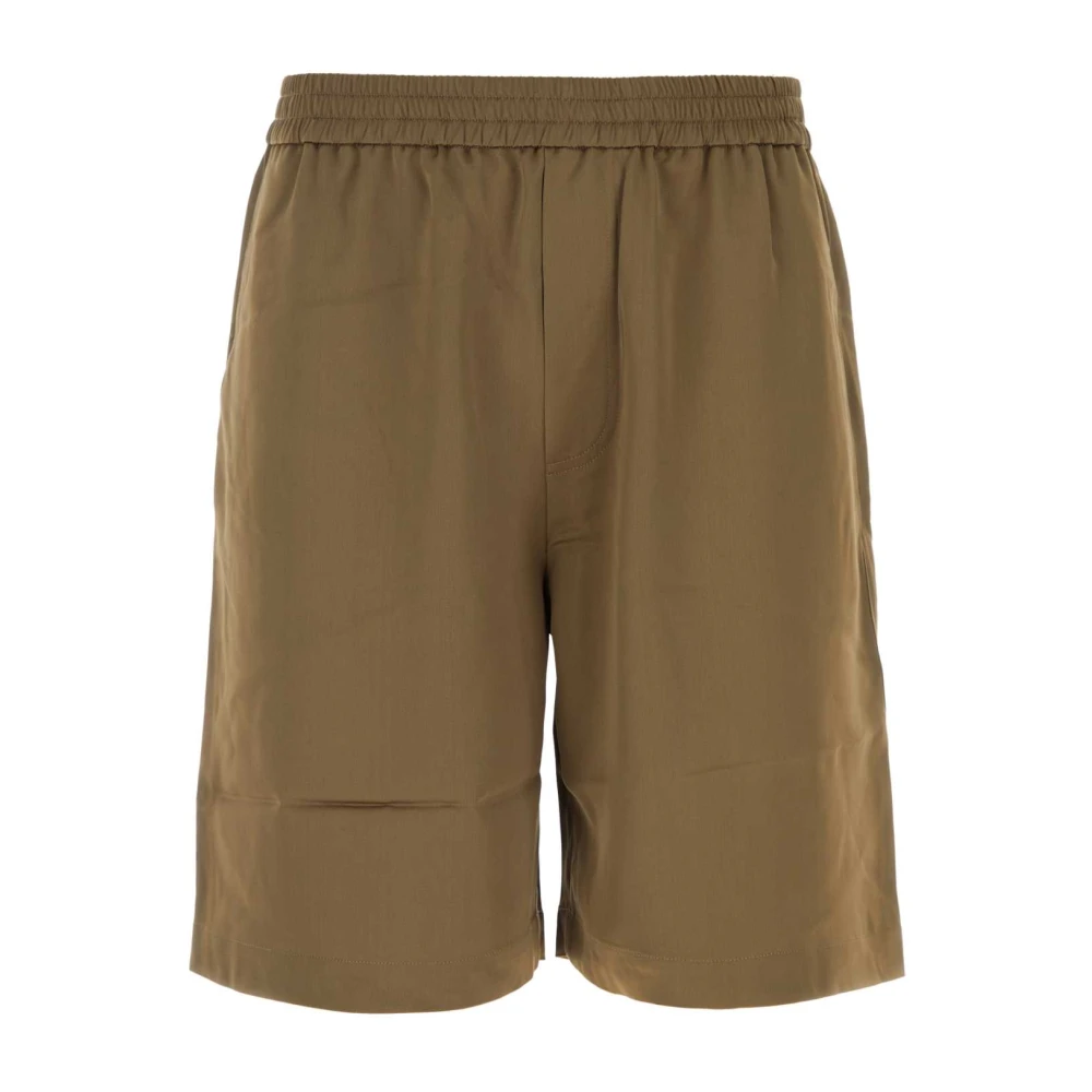 Nanushka Satin Bermuda Shorts i Khaki Brown, Herr