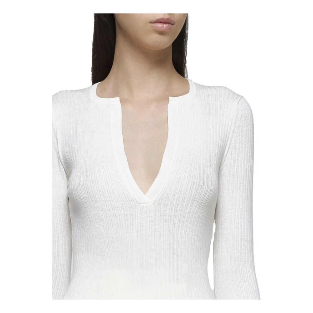 Max Mara Gele Zijde Kasjmier Trui Urlo White Dames