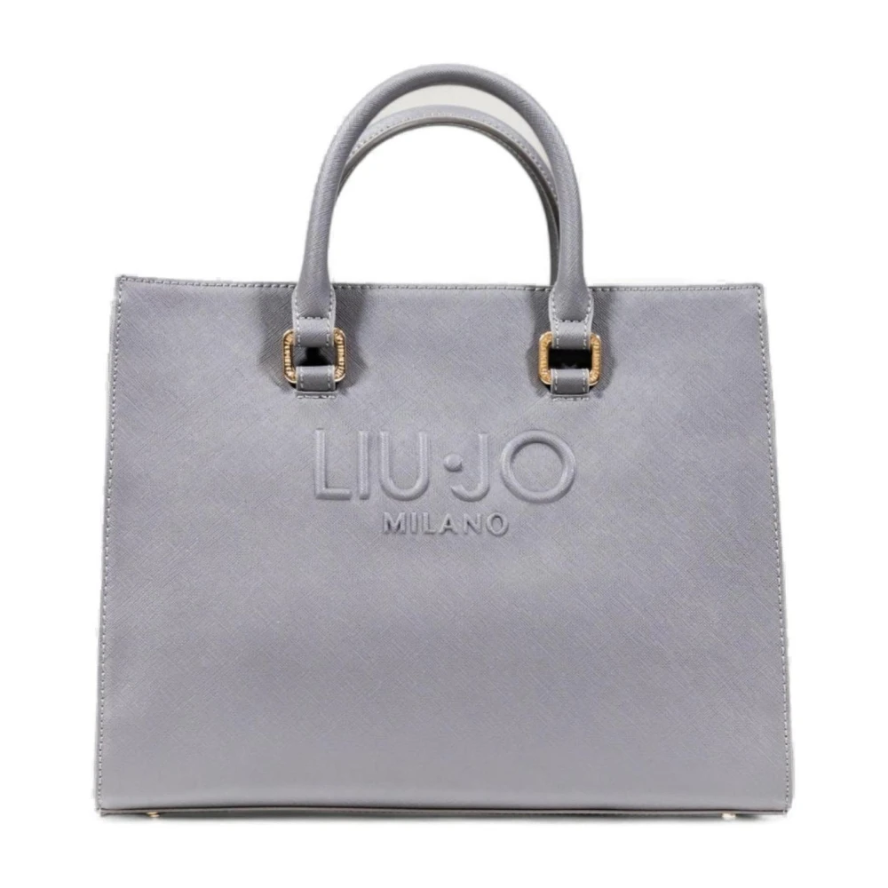 Liu Jo Women's Gray Shopping Bags, One Size, Structured Tote Bag With Gold Details