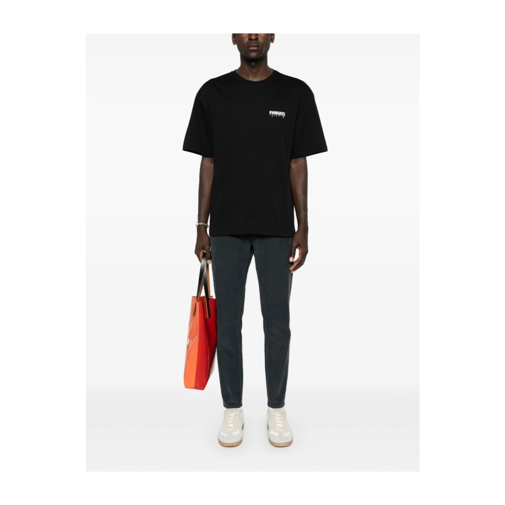 Fiorucci Zwart Katoenen Logo T-shirt Black Heren