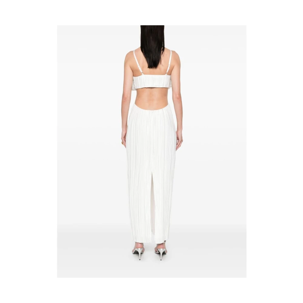 Cult Gaia Witte Plissé Effect Open Rug Jurk White Dames