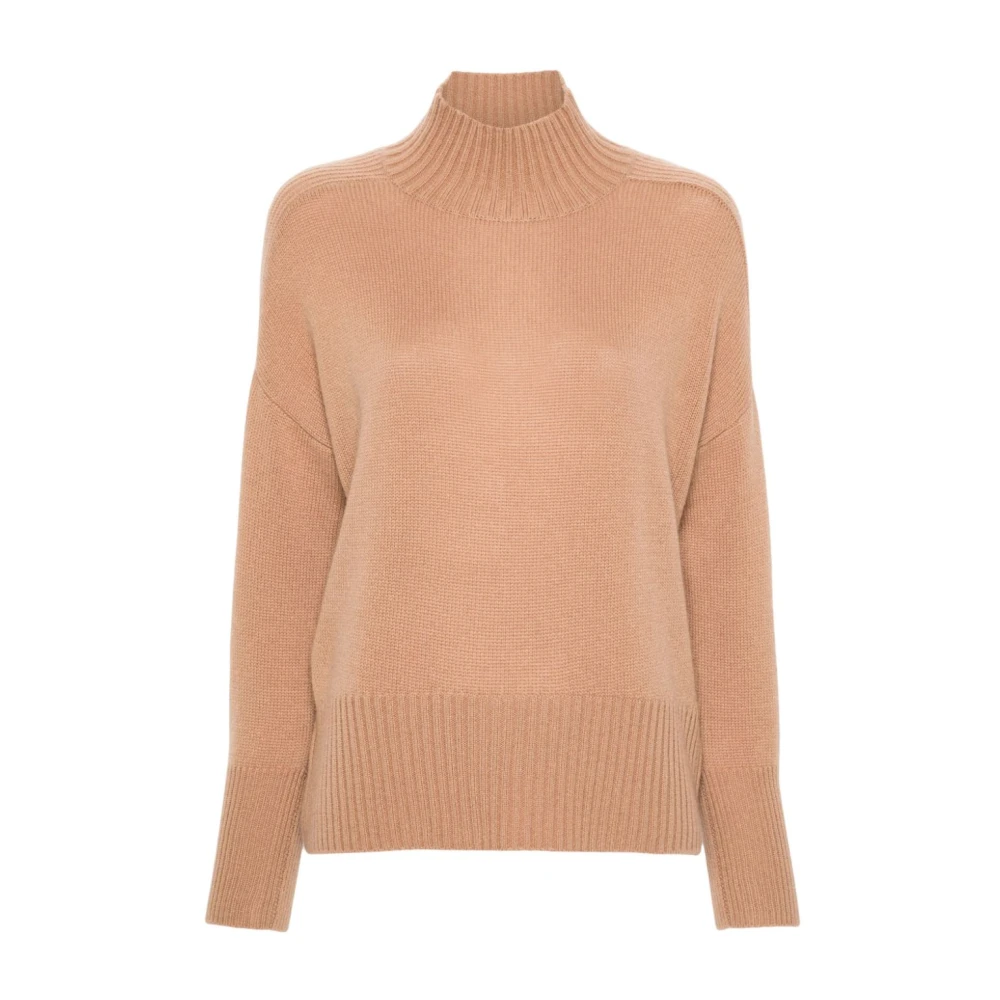 allude Mockneck Trui 5GG Flat Knit Brown Dames