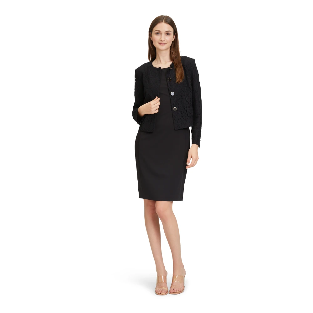 Vera Mont Bloemen Blazer Jas met Knopen Black Dames