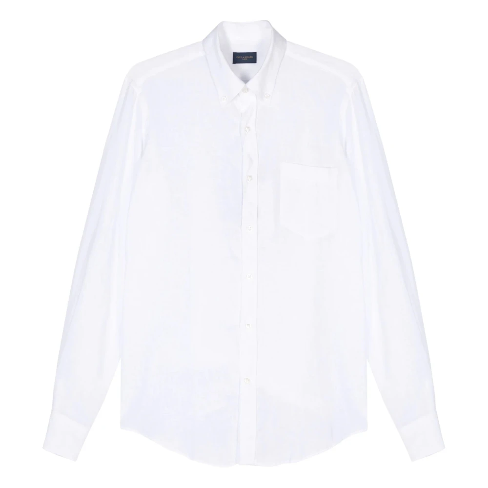 Paul & Shark White Casual Long Sleeve Linen Shirt - Male - Formal Shirts - M - Shirts