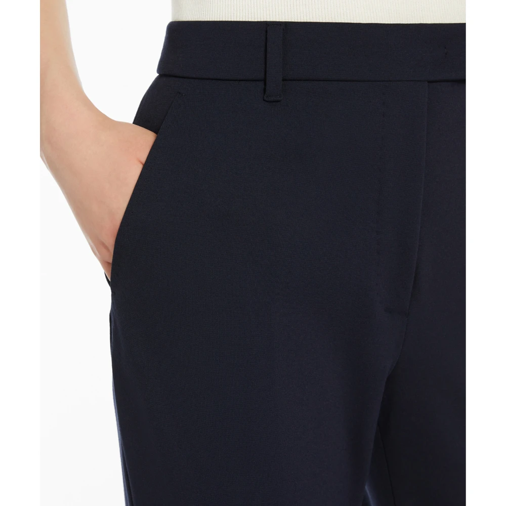 Max Mara Studio Slimme Jersey Broek Milano Stijl Blue Dames