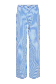 Pantaloni Blu Dritti con Tasche Ispirate al Cargo