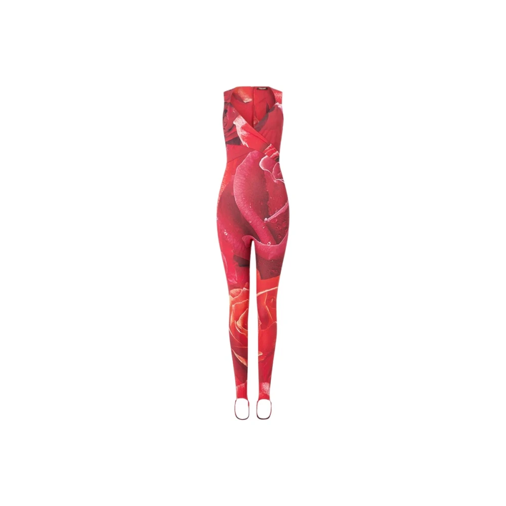 Roberto Cavalli Red Rose Print Sleeveless Jumpsuit - Female - Jumpsuits - L - Jumpsuits & Playsuits