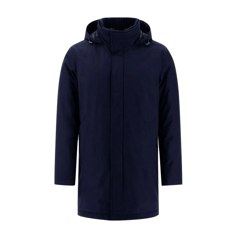 Herno Afneembare capuchon technische wollen jas Blue Heren