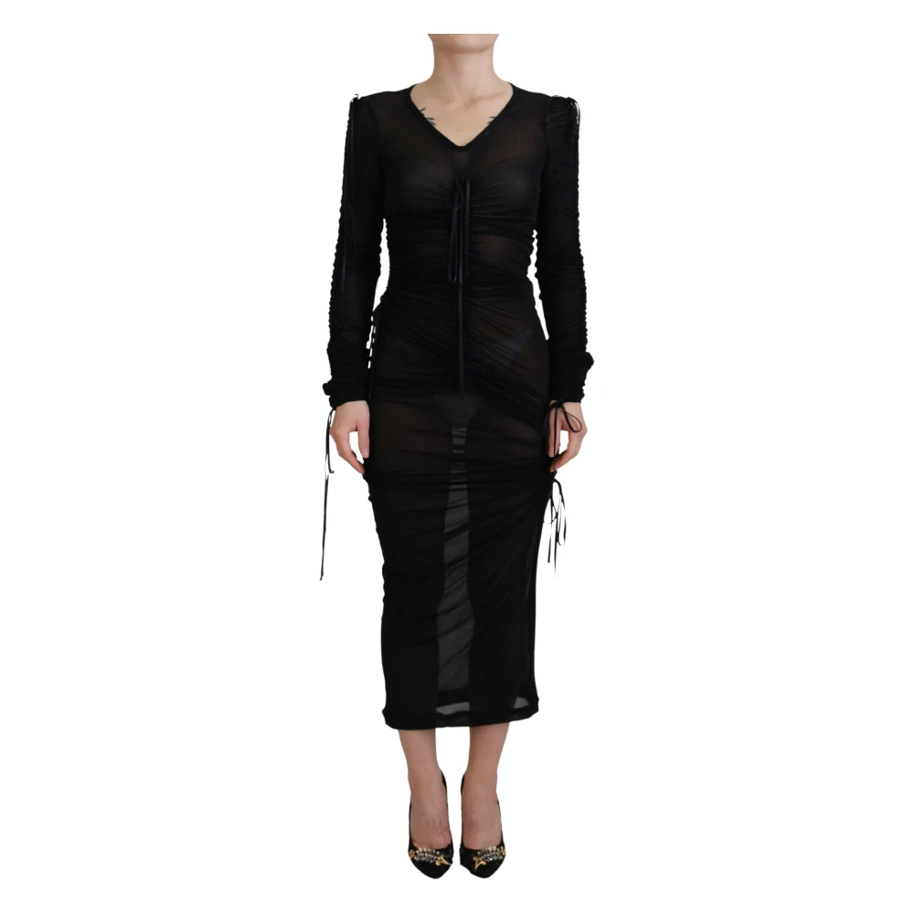 Dolce & Gabbana Women's Black Midi Dresses, Xs, Dolce Gabbana Viscose Bodycon Sheath Midi Dress