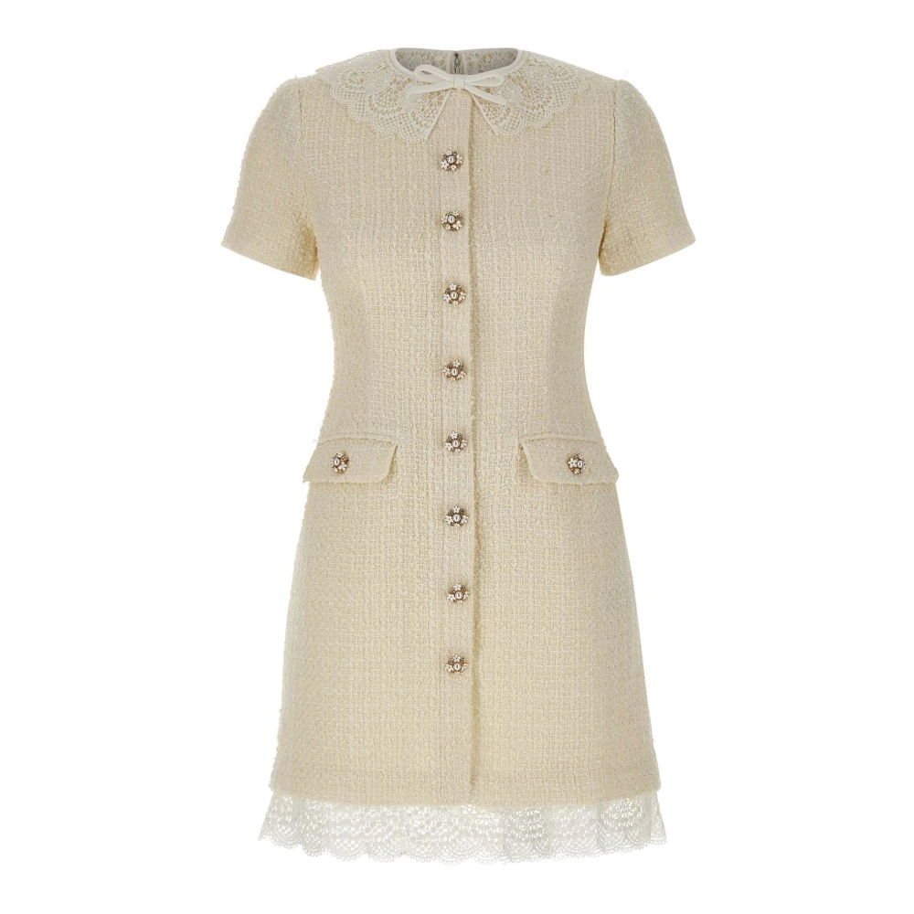 Self Portrait Boucle Lace Trim Mini Dress - Female - Short Dresses - White - 2XS - Dresses - Image 4