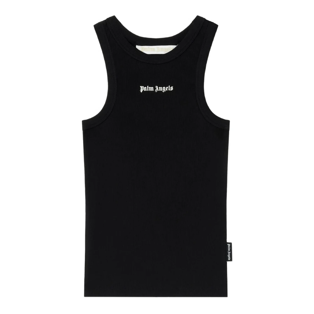 Palm Angels Women's Black Classic Logo Fitted Tank Top - Sleeveless Tops - S - Tops