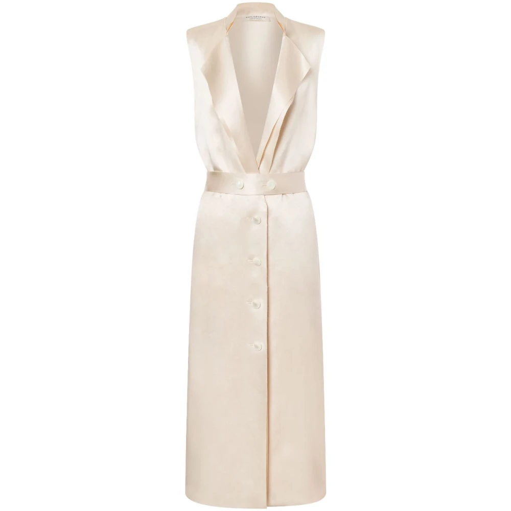 Philosophy di Lorenzo Serafini Ivoor Mouwloos V-hals Jas Beige Dames
