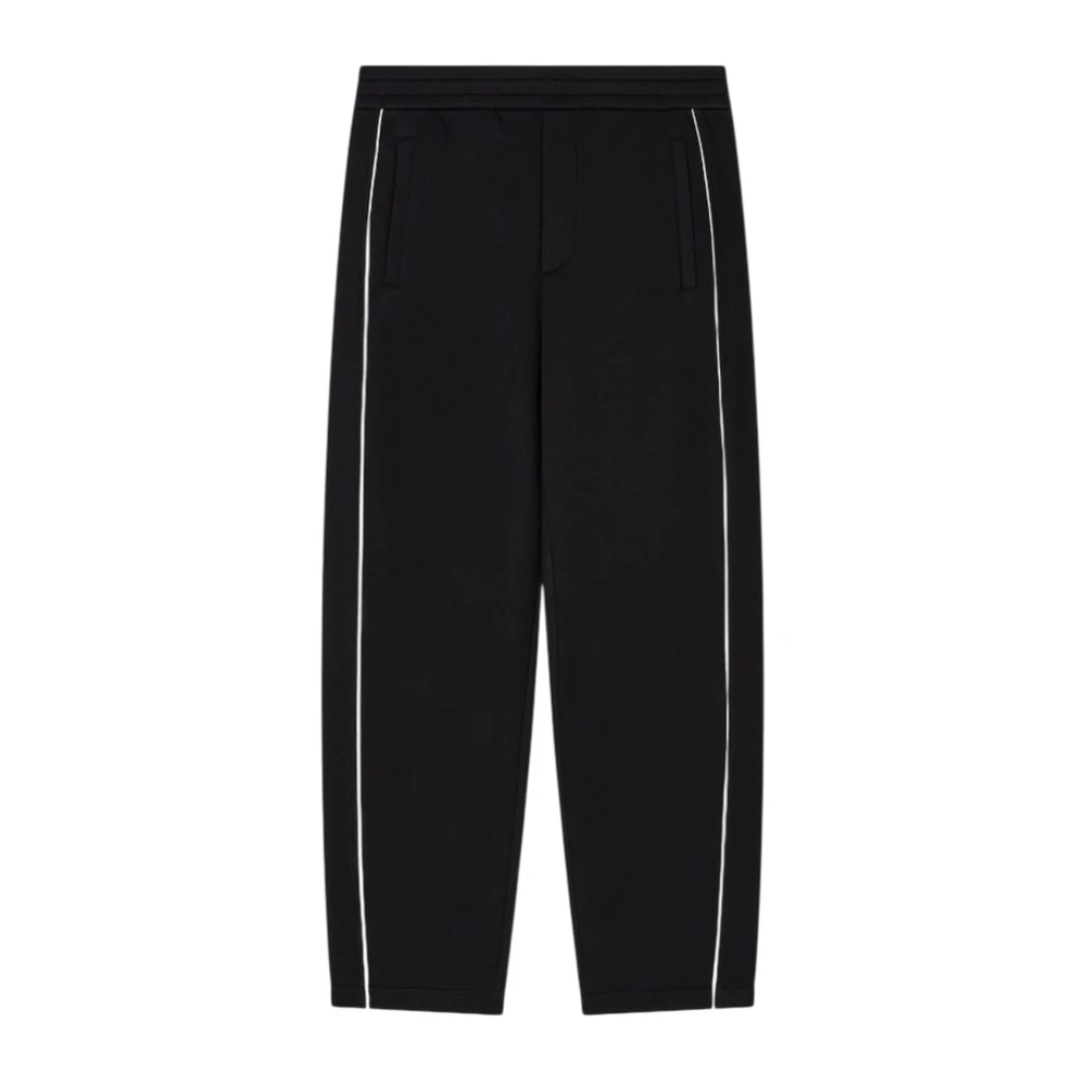 Emporio Armani Mannelijk Zwart Broeken Heren, L, Double-Jersey Broek Met Bies