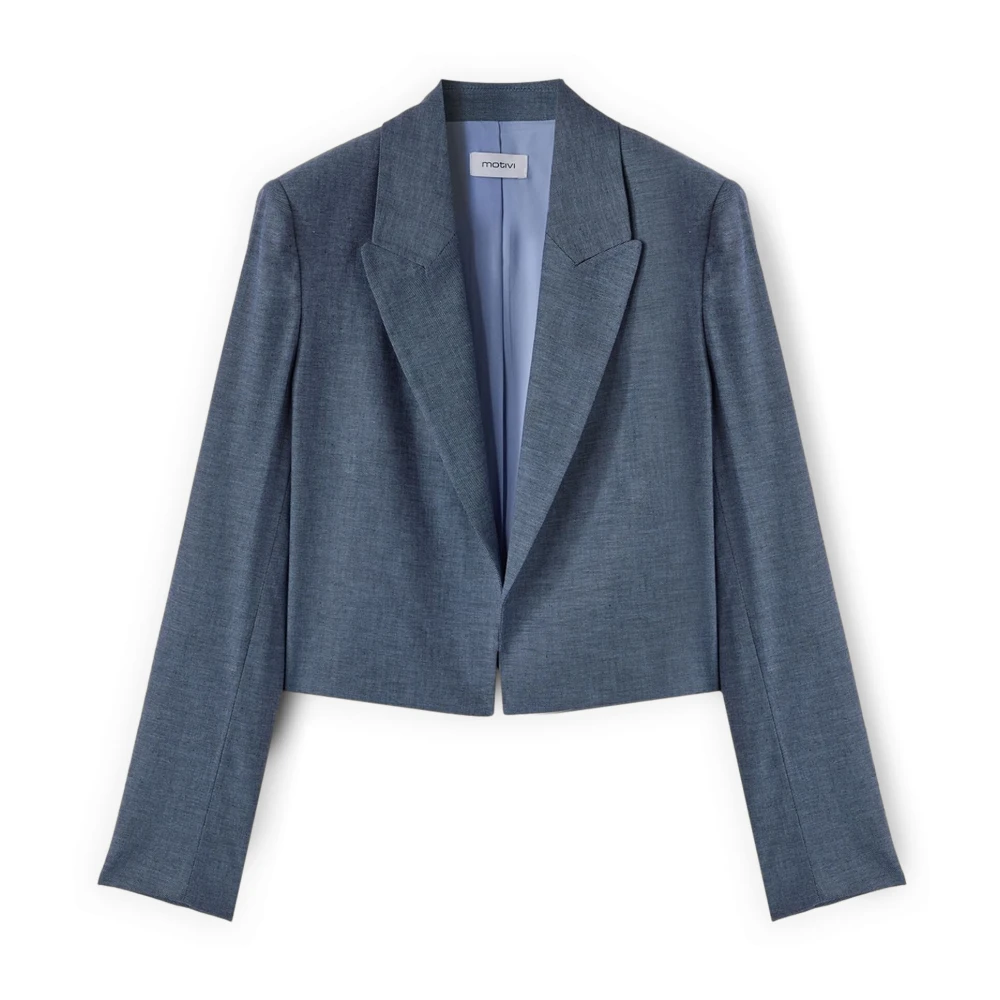 Motivi Vrouw Blauw Jassen Dames, Xl, Linnen, Korte Jas Van Linnenmix