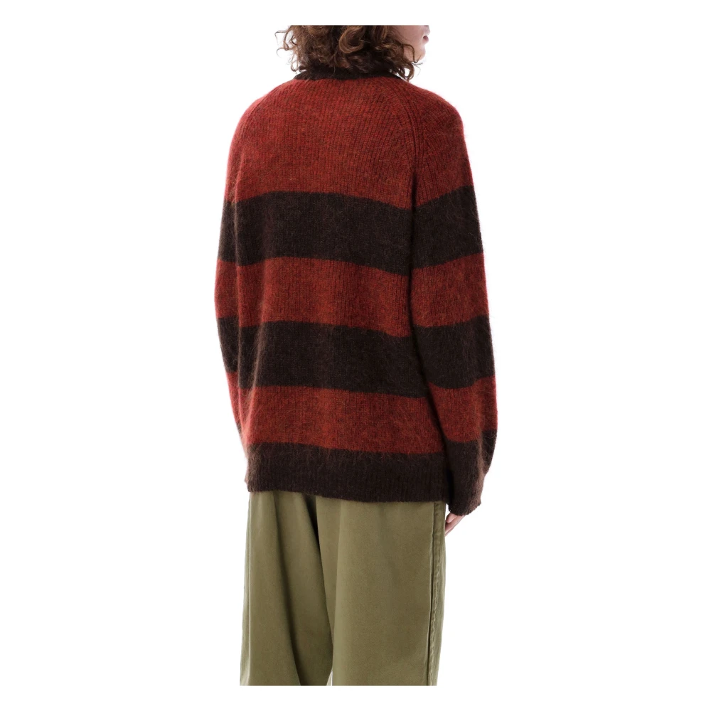 YMC You Must Create Gestreepte Mohair Trui Rood Bruin Multicolor Heren