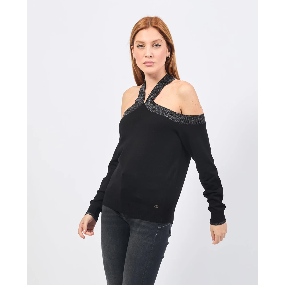 Gaudi Zwarte Gekruiste Viscose Trui Black Dames