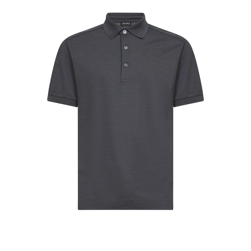 Zegna Men's Gray Button-Placket Polo Shirt - Polo Shirts - 3XL - Tops