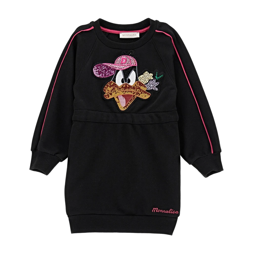 Monnalisa Girls Black Dresses, 2 Y, Cotton Dress