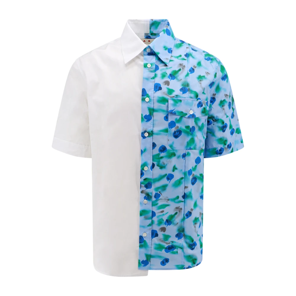 Marni Katoenen shirt met bloemenprint Blue Heren