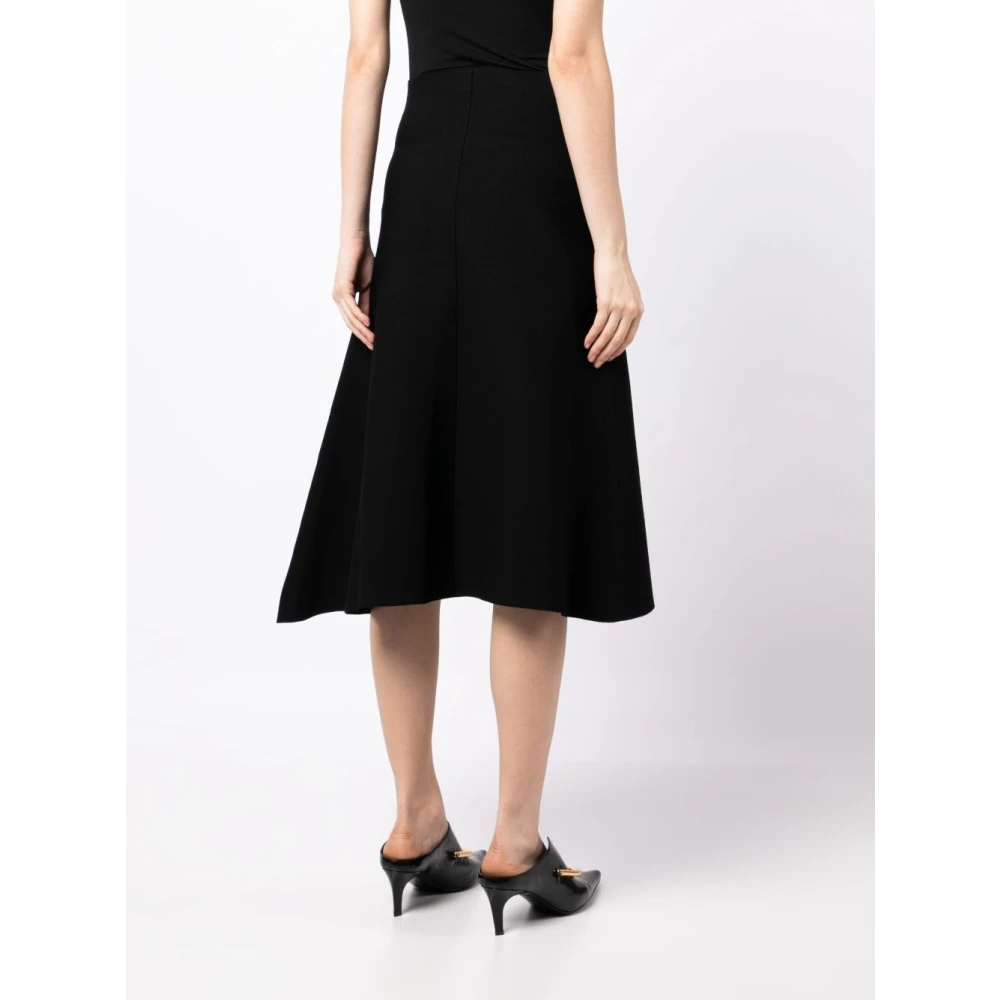 Jil Sander Zwarte Elastische Gebreide Midi Rok Black Dames