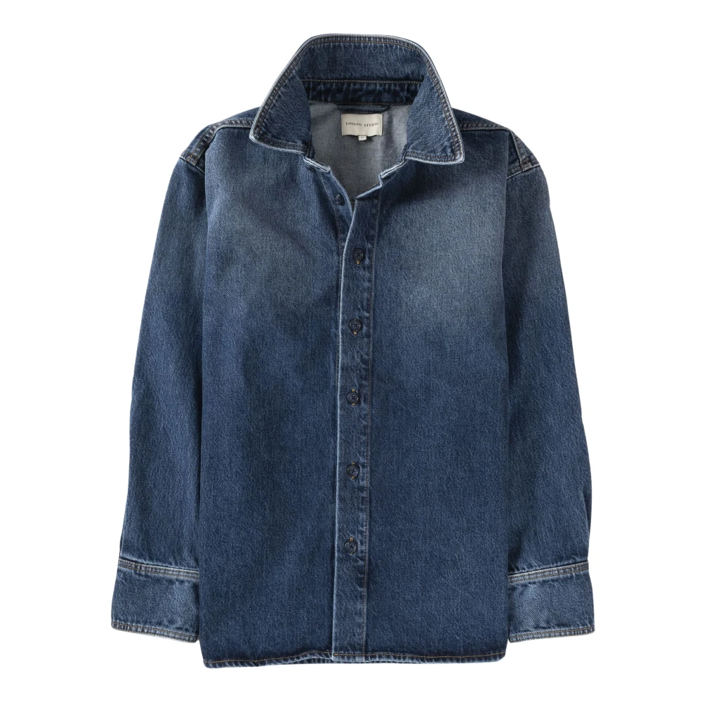 Loulou Studio Denim overhemd met relaxte pasvorm Blue Dames