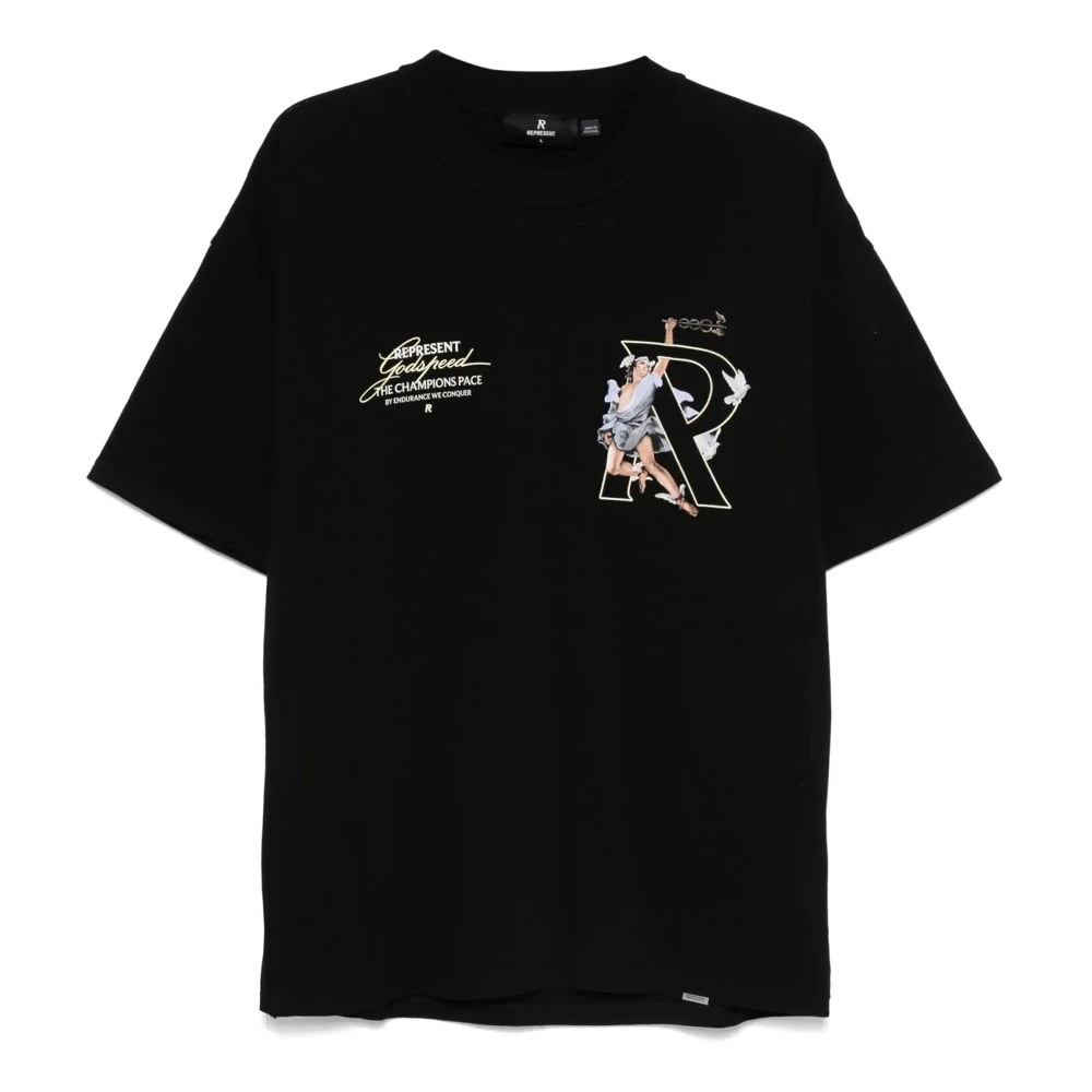 Represent Zwart Grafisch Print Crew Neck Shirt Black Heren