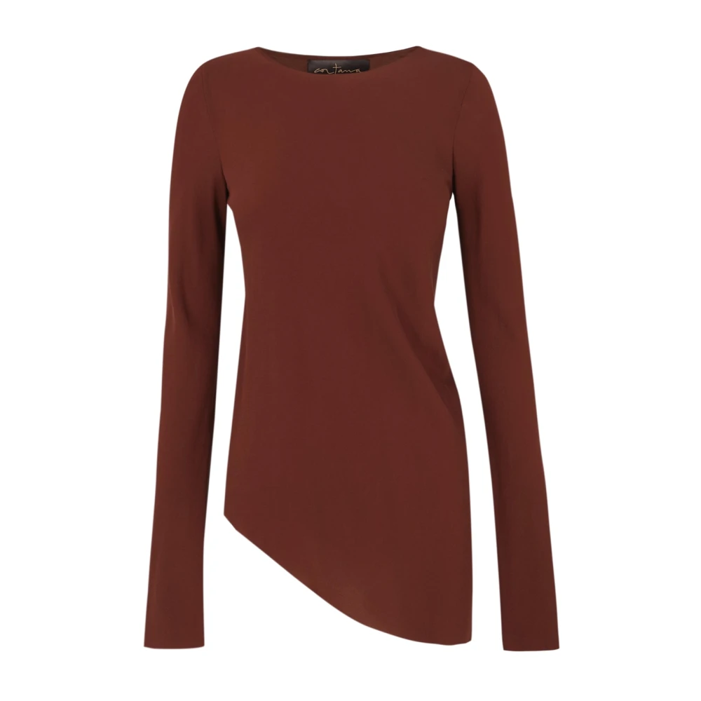 Cortana Zijden Stretch Top Boothals Asymmetrische Zoom Red Dames
