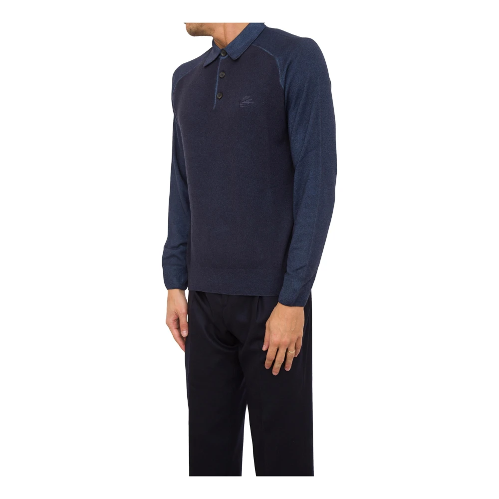 ETRO Blauw Polo Shirt Blue Heren