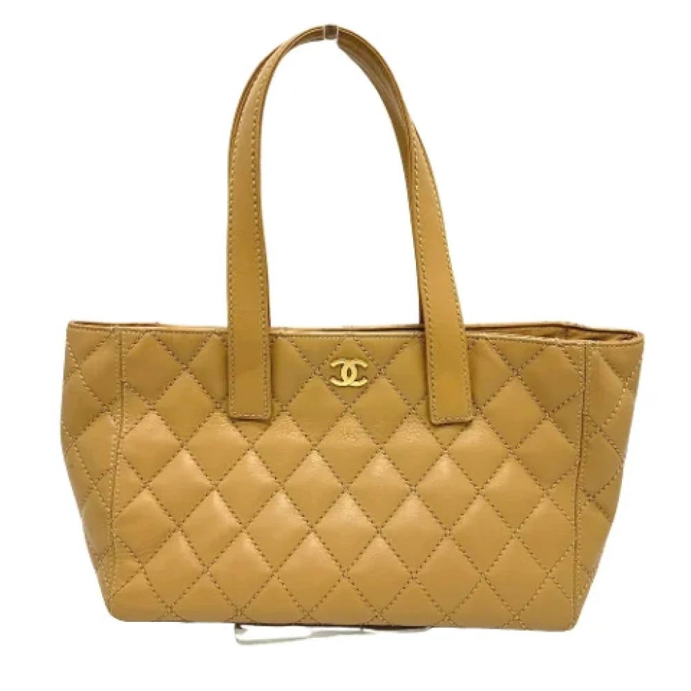 Chanel Vintage Pre-owned Leather totes Beige Dames