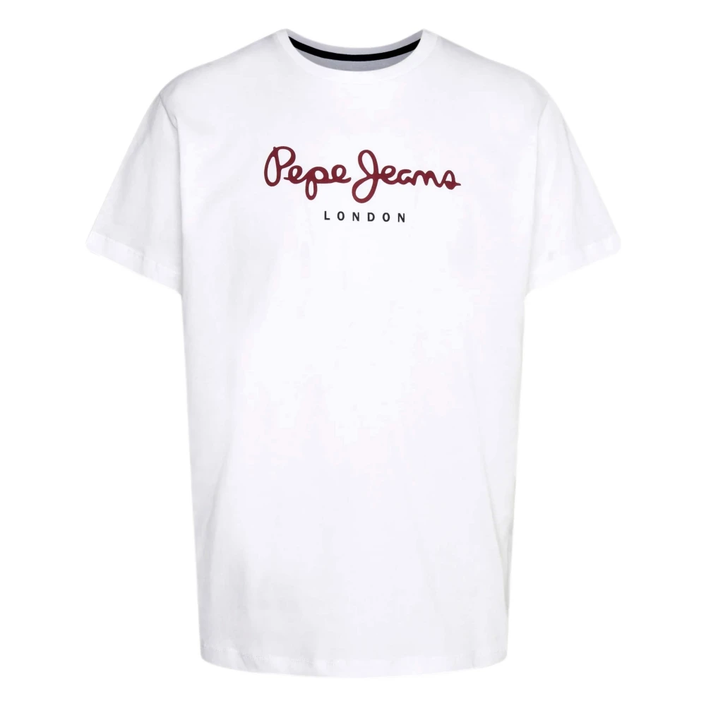 Pepe Jeans Men's White T-Shirts, L, Regular Fit Logo T-Shirt