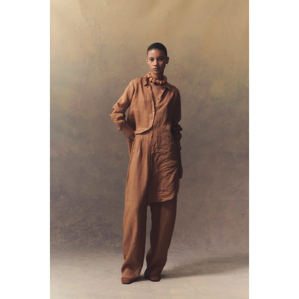 Cortana Oversized Ramie Terracotta Shirt Brown Dames