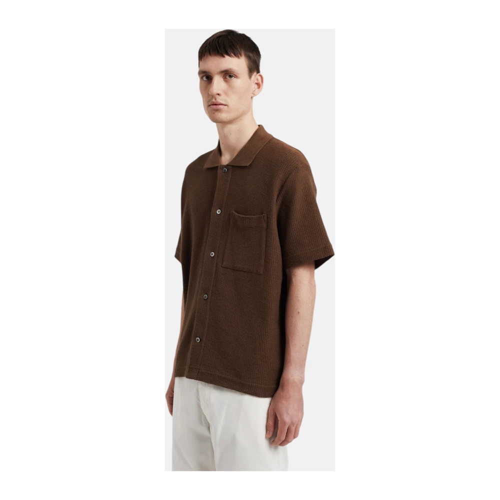 Norse Projects Gustav Crochet Jersey Shirt Kastanje Brown Heren