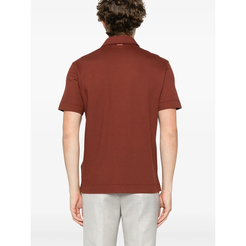 Ermenegildo Zegna Katoenen Polo Shirt 3 Knopen Italië Red Heren
