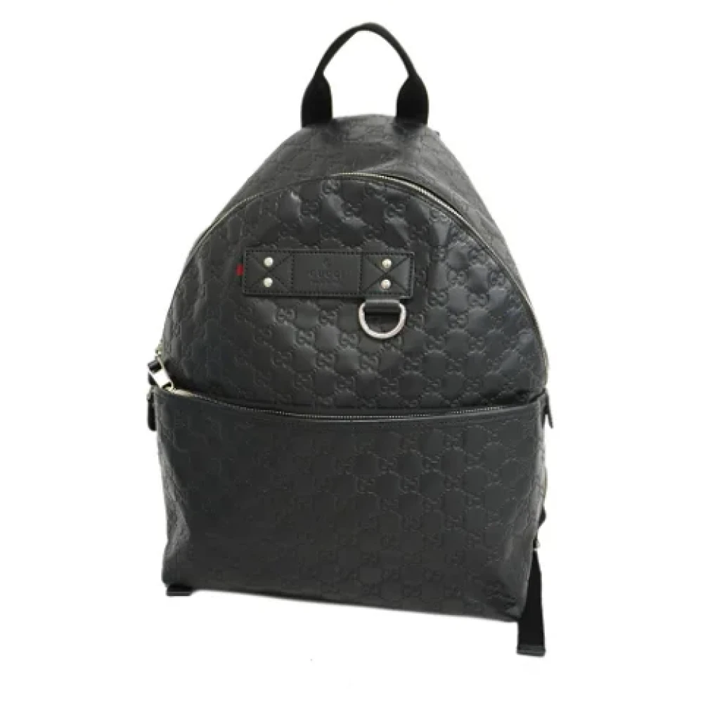 Gucci Vintage Pre-owned Leather backpacks Black Heren