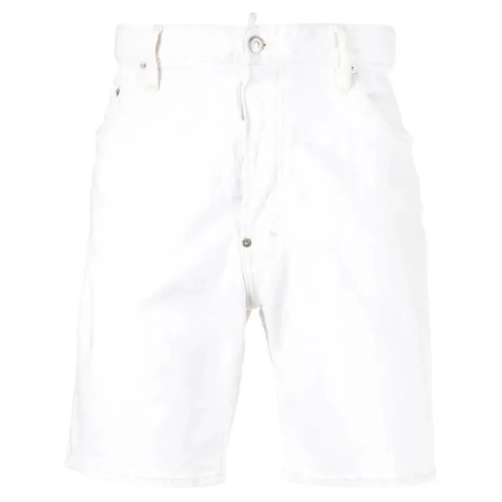 Dsquared2 Stijlvolle Denim Shorts voor Mannen White Heren