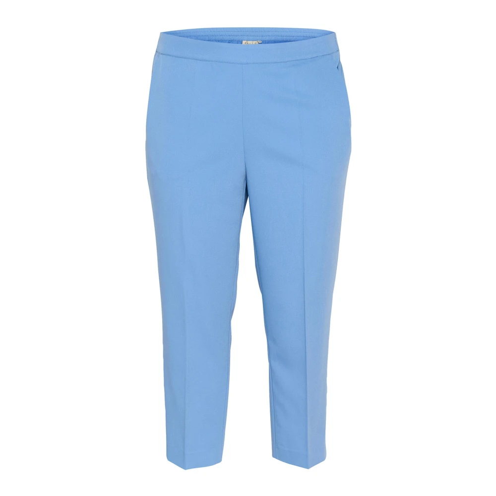 Kaffe Curve Women's Blue Cropped Trousers, 4XL, Flow Cropped Trousers With Elastic Waist