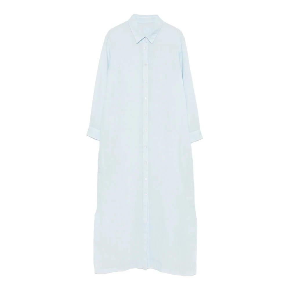 120% Lino Blue Shirt Dresses, Female, Xs, Linen Shirt Dress