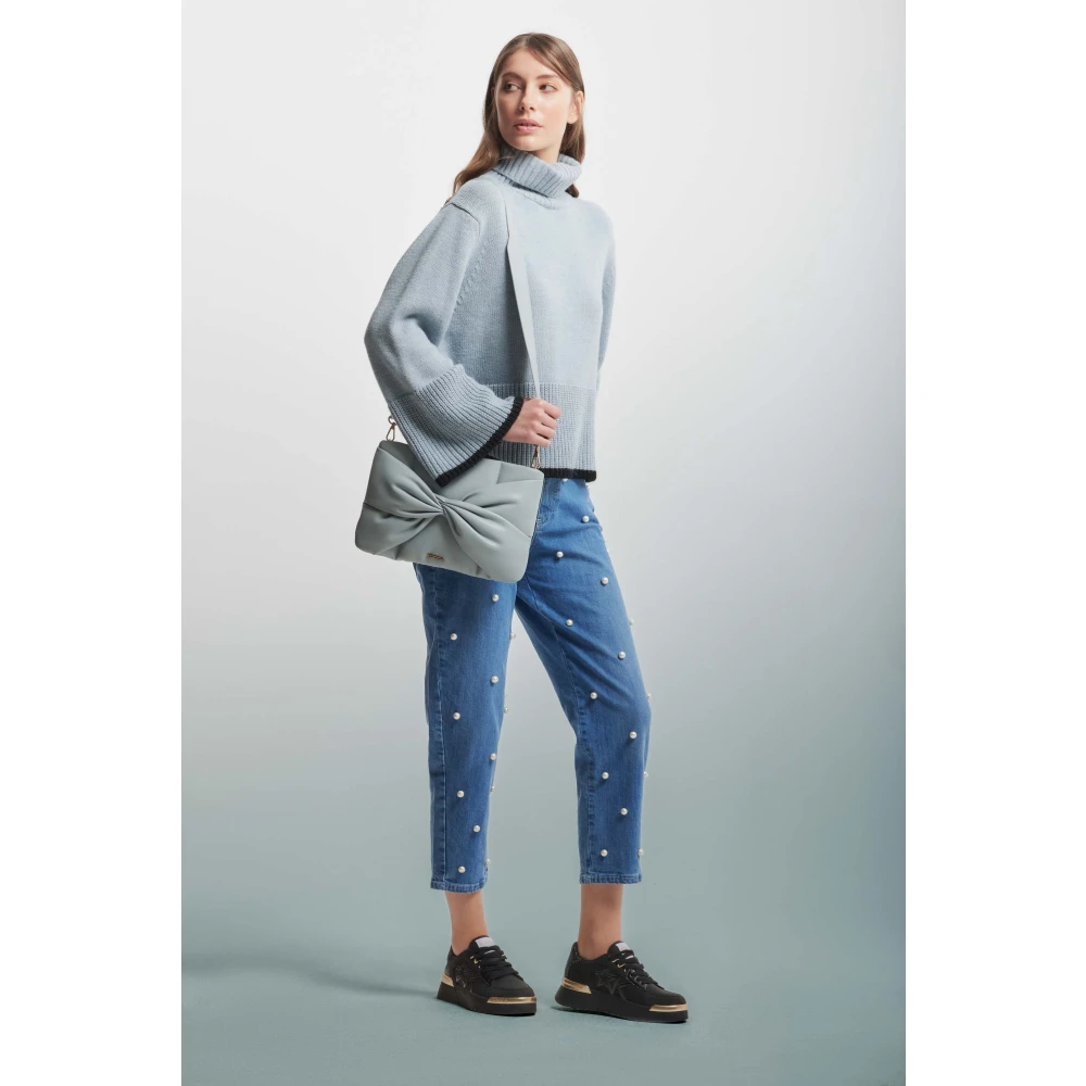 Kocca Polo Neck Jumper met wijde mouwen Blue Dames