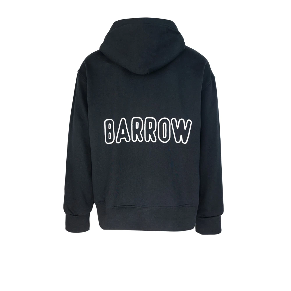 Barrow Zwarte hoodie met print voor en achter Black Heren