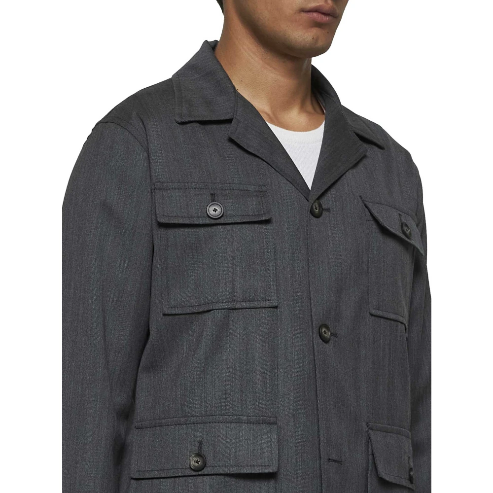 Tagliatore Antracietgrijze Wollen Field Jacket Gray Heren