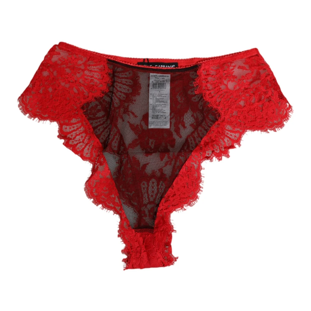 Dolce & Gabbana Women's Red Sheer Lace Underwear - Underpants - S - Underwear