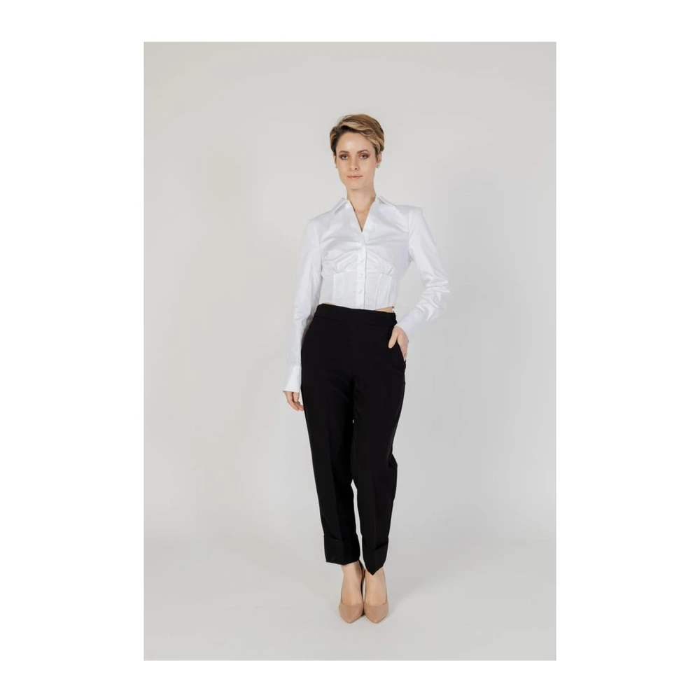 Sandro Ferrone Zwarte polyester sigarettenbroek Black Dames