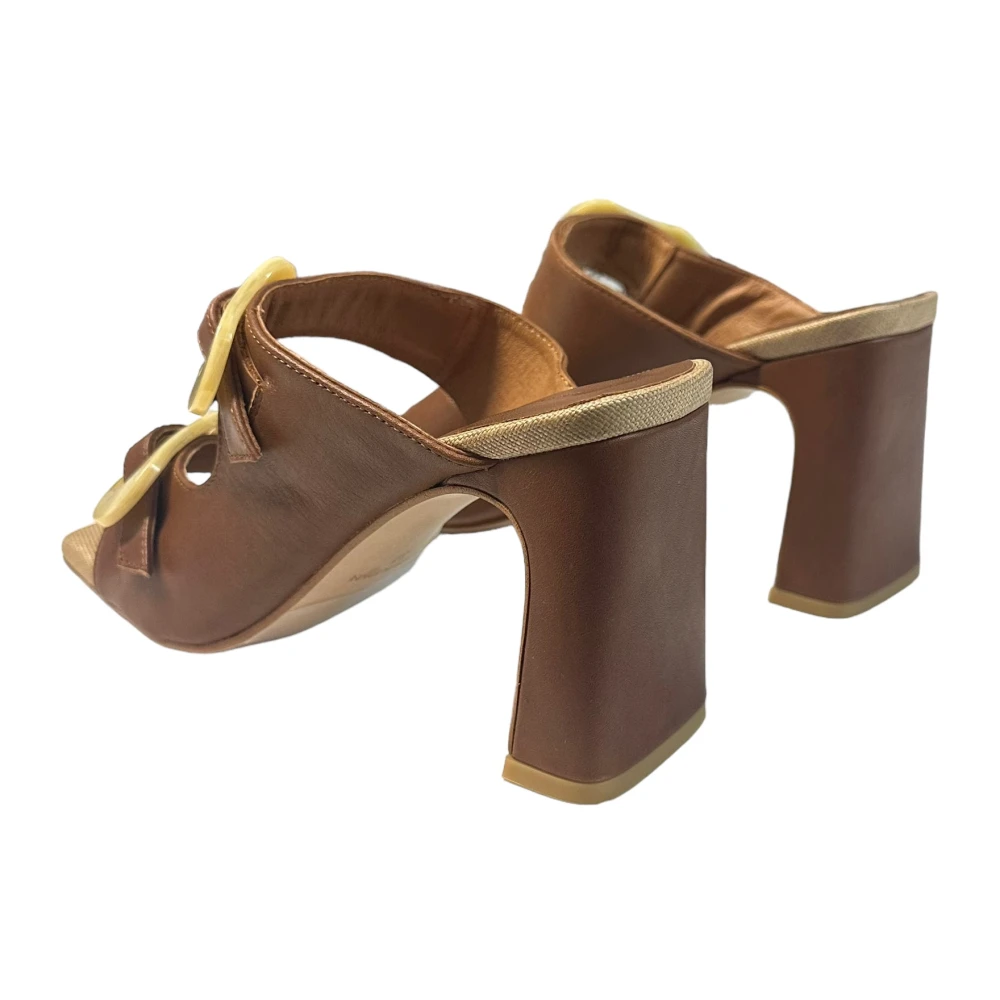 Angel Alarcon Beige Leren Hoge Hak Sandalen Brown Dames