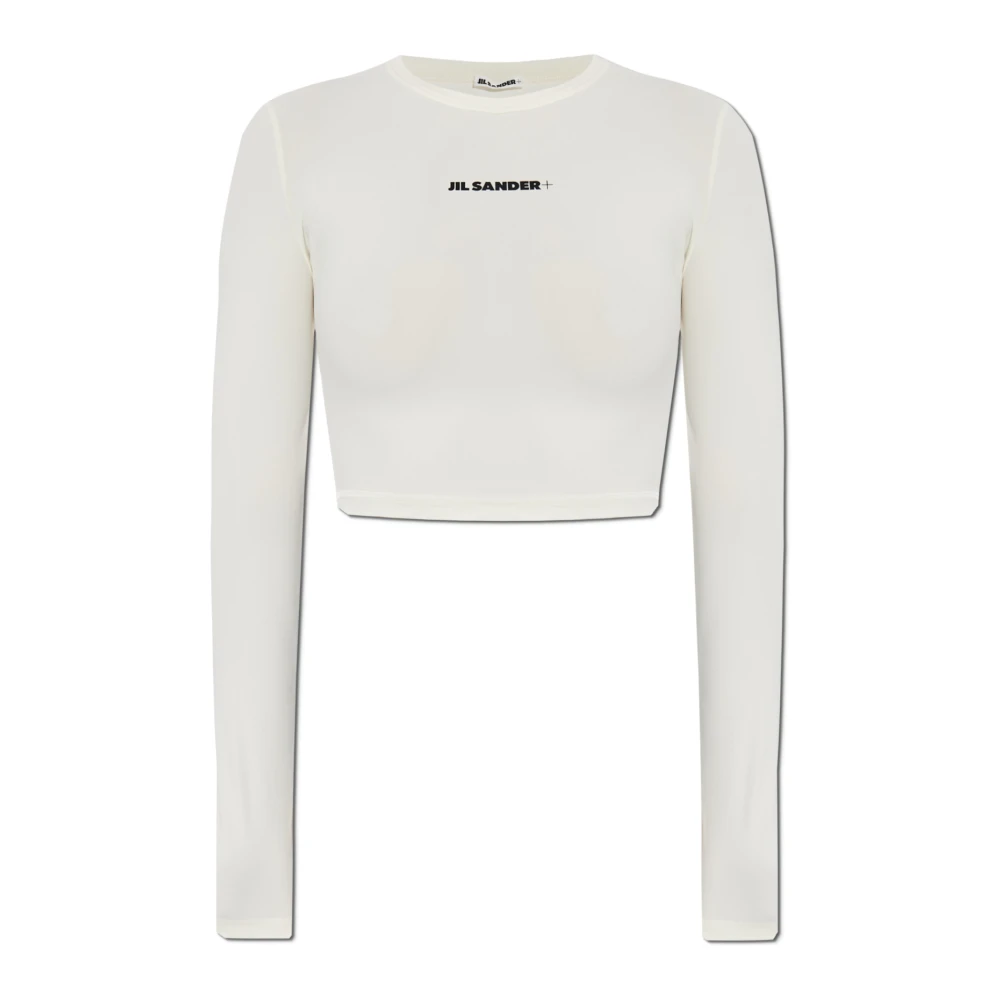 Jil Sander Zwemtop met bedrukt logo Beige Dames