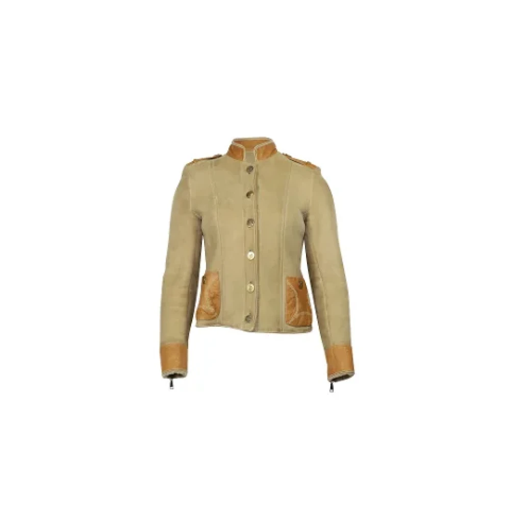 Armani Pre-owned Suede outerwear Beige Dames