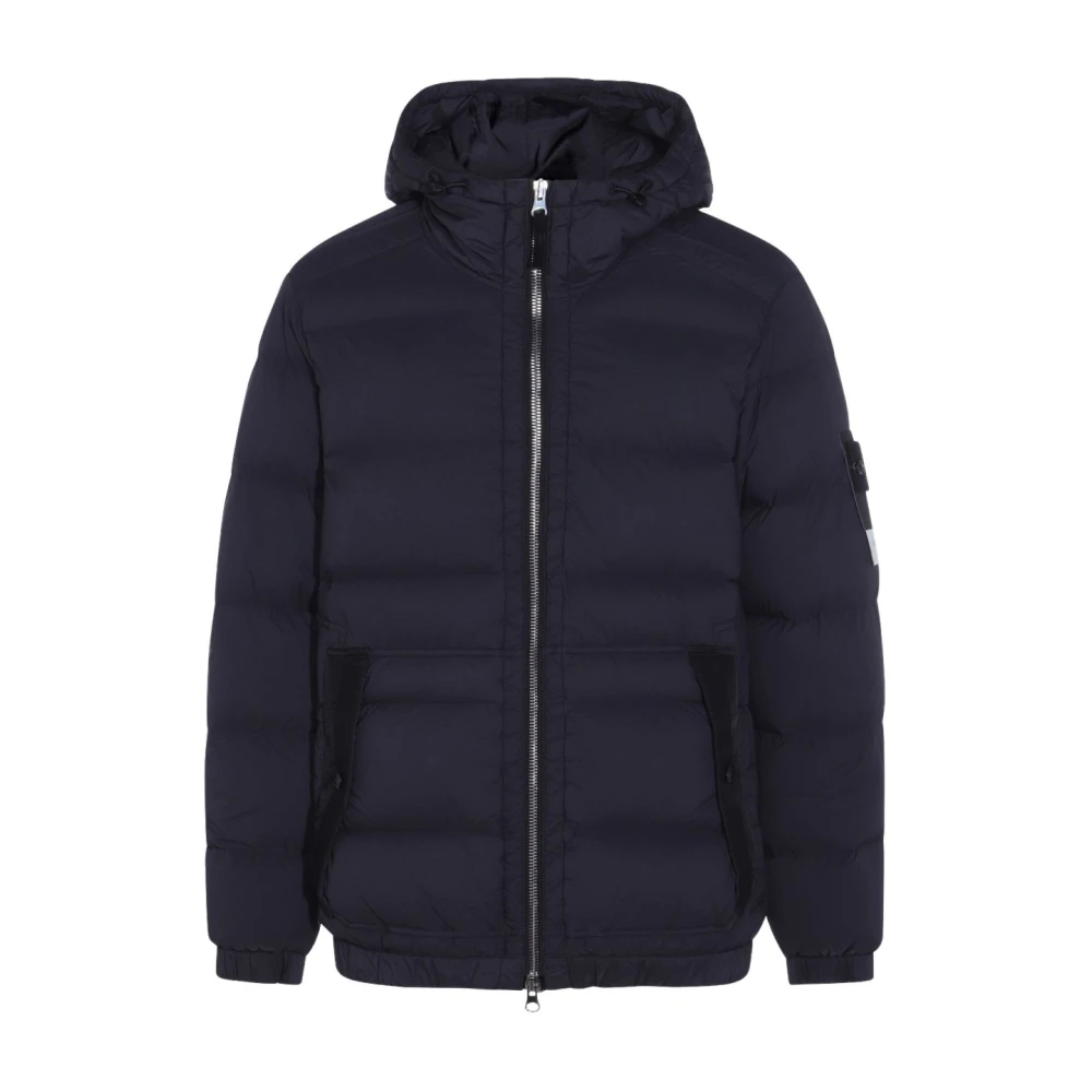 Stone Island Black Quilted Coat With Removable Compass - Male - Winter Jackets - Xl - Jackets