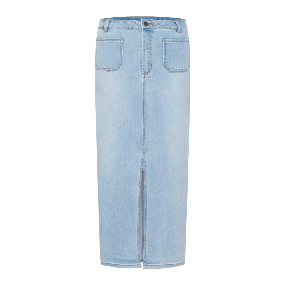 Kaffe Blue Denim Skirts, Female, L, Denim Skirt Light Washed