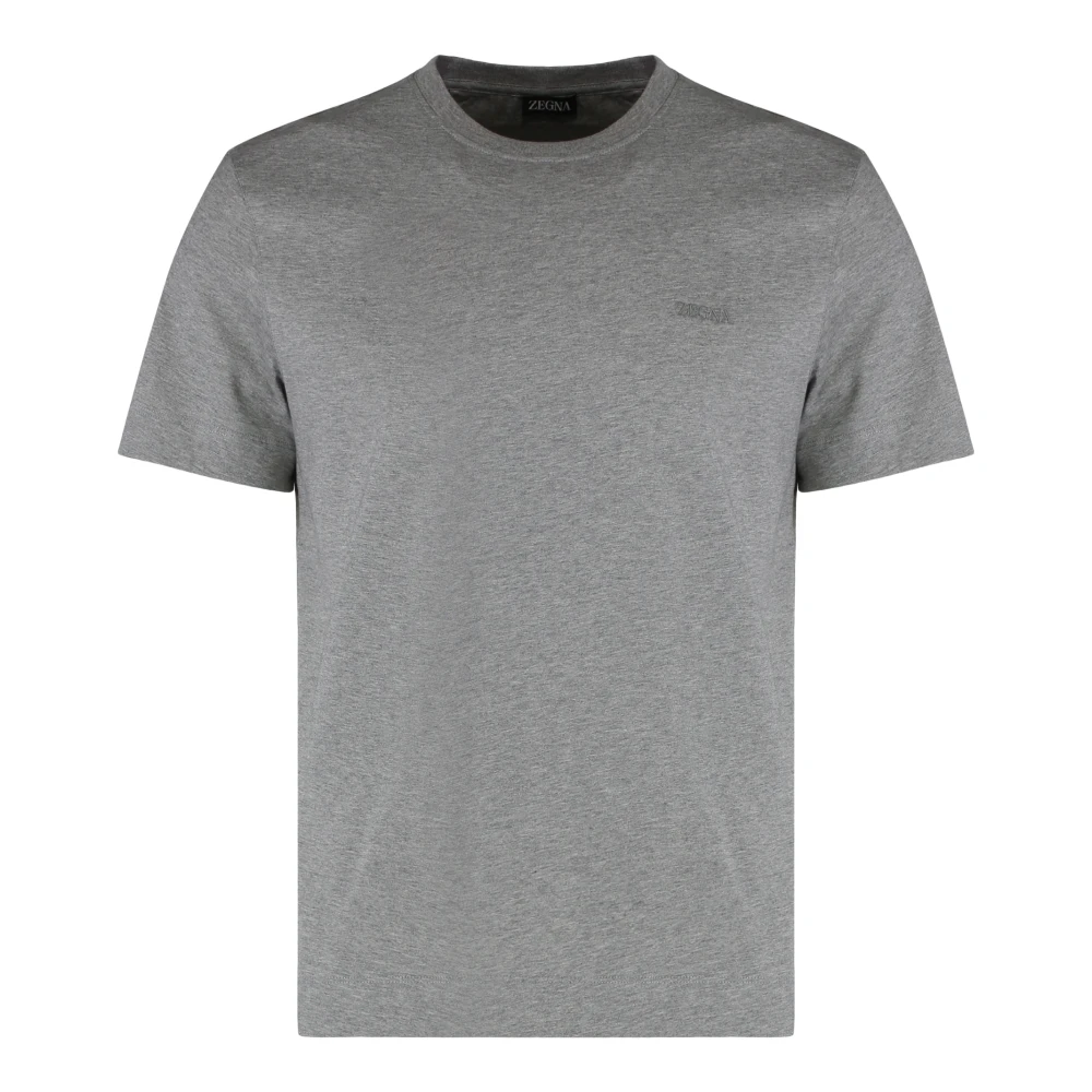 Zegna Men's Gray T-Shirts, 2XL, Round Neck T-Shirt