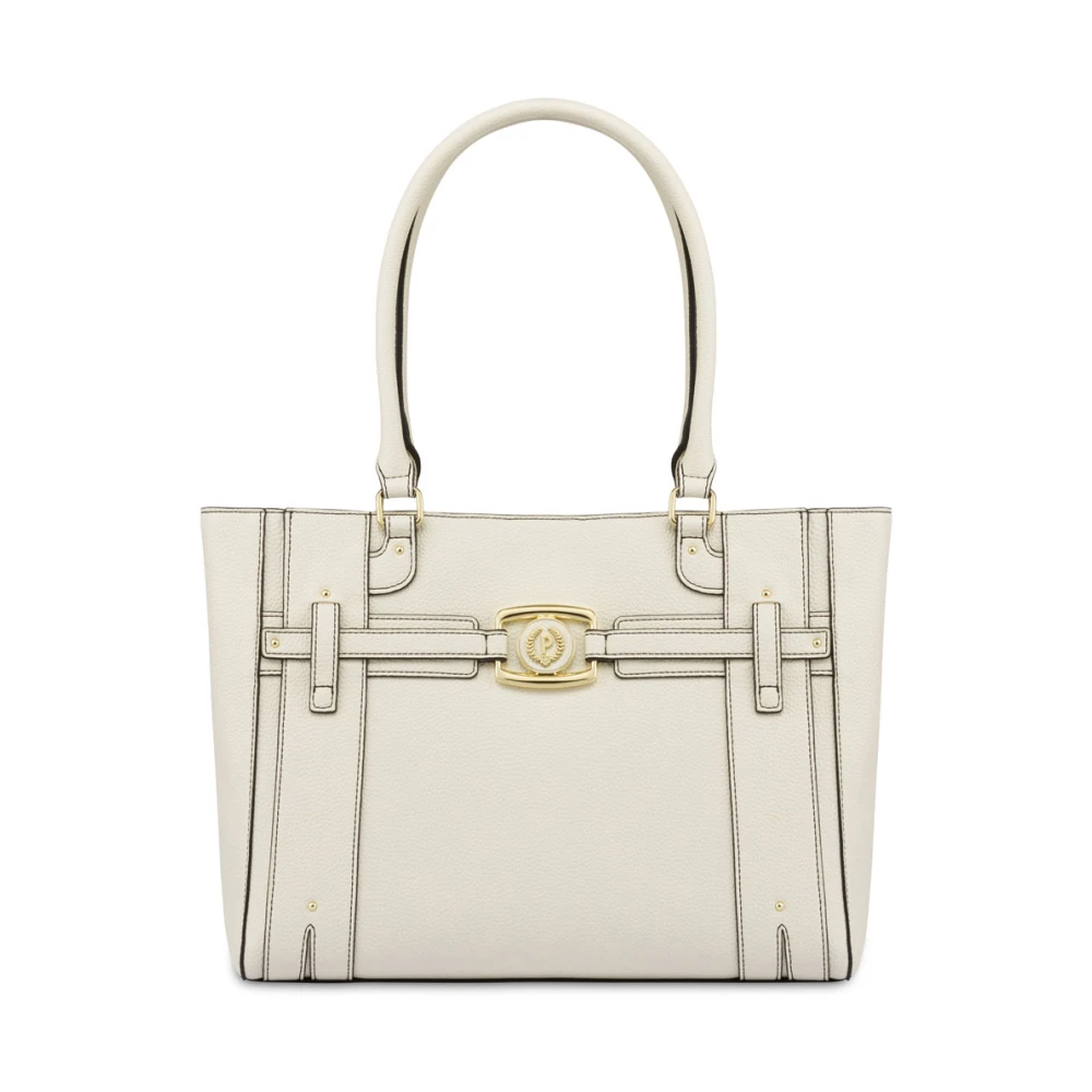 Pollini Geometrisk Toteväska Elfenben Syntetisk Beige, Dam