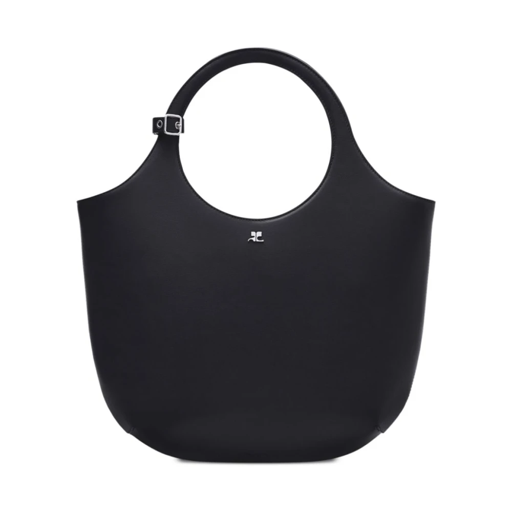 Courrèges Zwarte Leren Tote Tas Black Dames